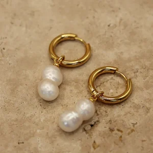 Outlet Love From Lilou Ruby Pearl Hoops