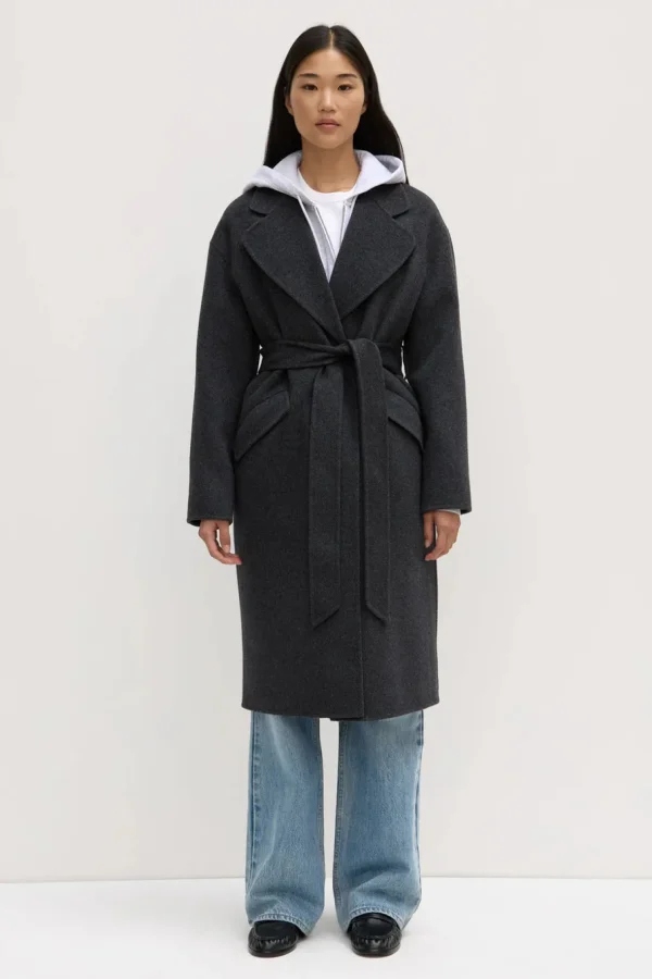 Outlet Assembly Label Sadie Single Breasted Wool Coat - Charcoal Marle
