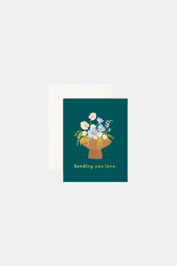 Clearance Fox u0026 Fallow Sending You Love Vase Greeting Card