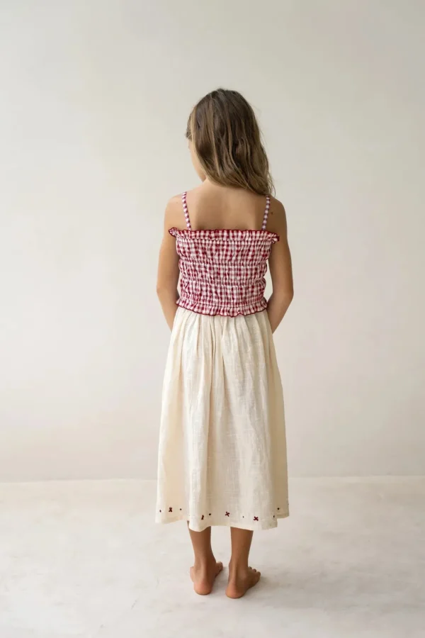 Discount Illoura The Label Shirred Crop - Red Gingham