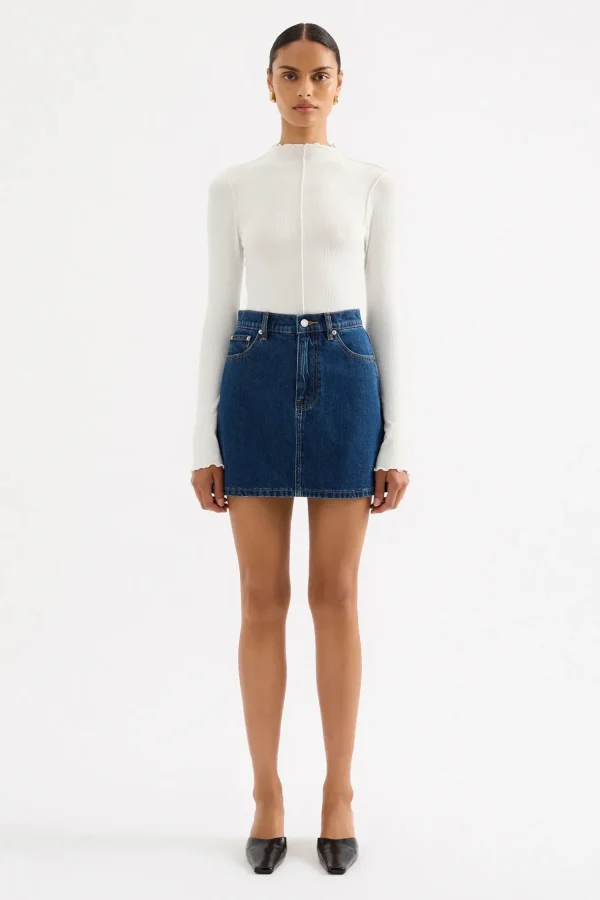 Best Nude Lucy Sia Denim Mini Skirt - Force Blue