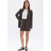 Clearance Assembly Label Sofia Wool Pinstripe Mini Skirt - Chestnut Stripe