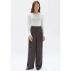 Best Assembly Label Sofia Wool Pinstripe Pant - Chestnut Stripe