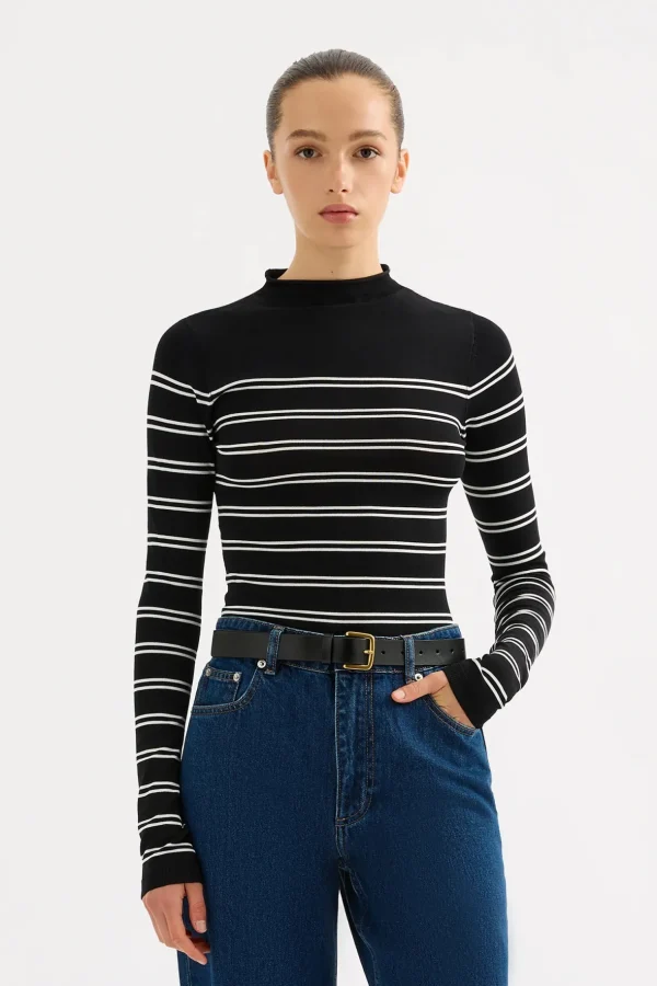 Online Nude Lucy Tabi Sheer Knit - Black Stripe