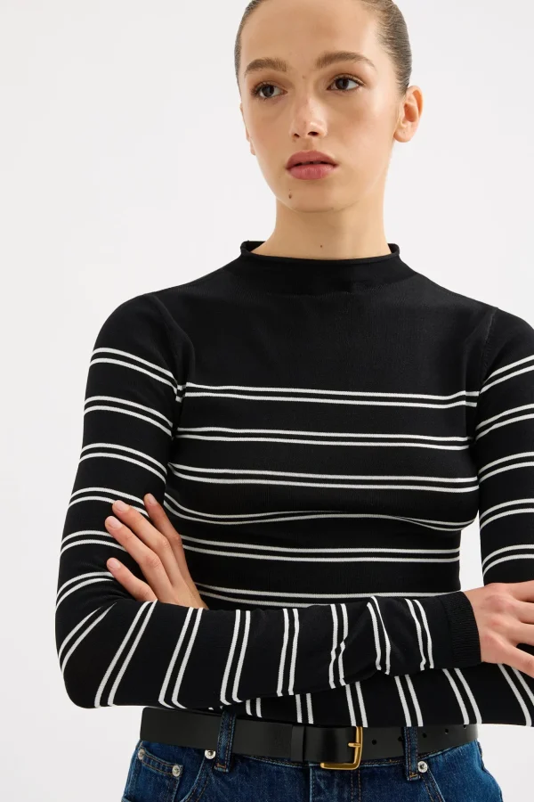 Online Nude Lucy Tabi Sheer Knit - Black Stripe