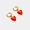 Best We Are Emte Treasured Heart Hoop Earrings - Red