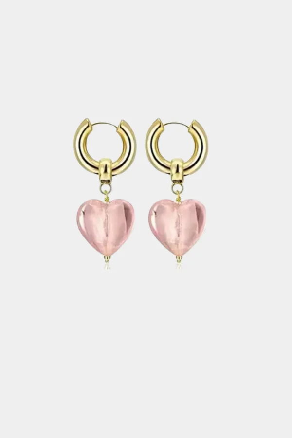 Clearance We Are Emte Treasured Heart Hoop Earrings - Pink