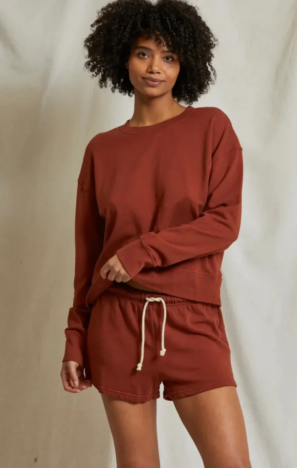 Best Perfect White Tee Tyler French Terry Pullover Sweatshirt - Russet