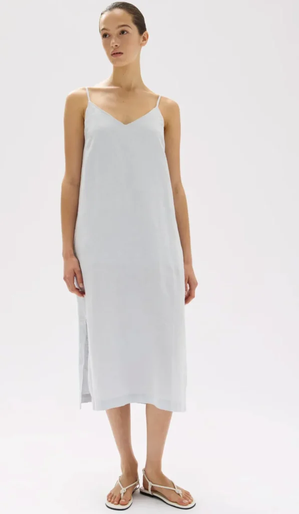 Clearance Assembly Label Vallory Linen Slip Dress - Blue Haze