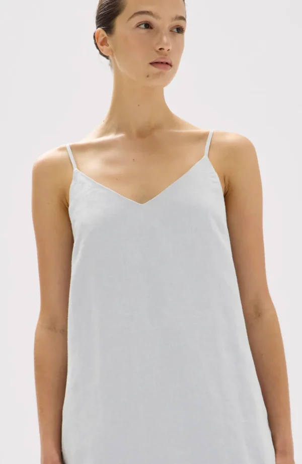 Clearance Assembly Label Vallory Linen Slip Dress - Blue Haze