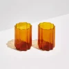 Clearance FAZEEK Wave Glass Set of 2 - Amber
